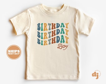 Birthday Boy Toddler Shirt - Wavy Letters Boys Birthday Shirt - Birthday Boy Natural Infant, Toddler & Youth Tee  #5183