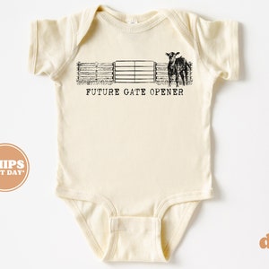 Baby Bodysuit - Future Gate Opener Bodysuit - Future Western Baby Boy Retro Natural Baby Bodysuit #5685