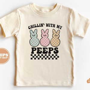 Kids Easter Shirt - Chillin' with My Peeps Kids Retro TShirt - Easter Retro Natural Infant, Toddler & Youth Tee #5523