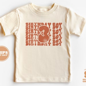 3rd Birthday Toddler Shirt - 3 Boy Birthday Shirt - Third Birthday Natural Toddler Tee #5455-C