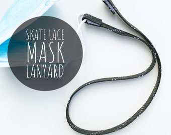 Mask Lanyard / Hockey Skate Lace Face Mask Holder / Skate Lace Face Mask Strap / Mask Accessory / Mask Necklace / Gift for Hockey Fan
