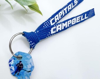 Hockey Bag Tag | Ice Hockey Number Keychain | Personalized Hockey Skate Lace Key Ring | Custom Name Keychain Hockey Team Gift Tag