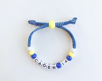 Hockey Bracelet for Kids Sports Team / Skate Lace Bracelet with Team Colors / Personalized Name Ice Hockey Wristband / Gift for Hockey Lover