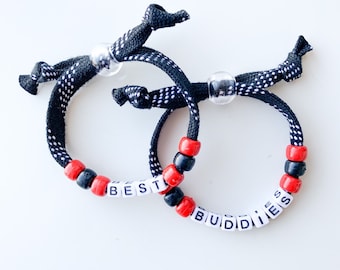 Friendship Bracelets / Hockey Valentine for Kids / Best Buddies Adjustable Skate Lace Wristband Team Colors / Gift for Hockey Team Friend