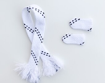 Elf Scarf and Mitt Set | Hockey Elf Accessory | Hockey Skate Lace Elf Clothing | Holiday Elf Prop