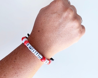 Ringette Bracelet for Kids Sports Team / Skate Lace Bracelet with Team Colors / Personalized Name Ringette Wristband / Tournament Team Gift