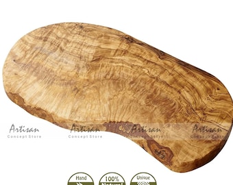 14 Inches - Large Olive Wood Charcuterie Cutting Cheese Board XXL- Wooden Large-Life Edge BBQ Boards