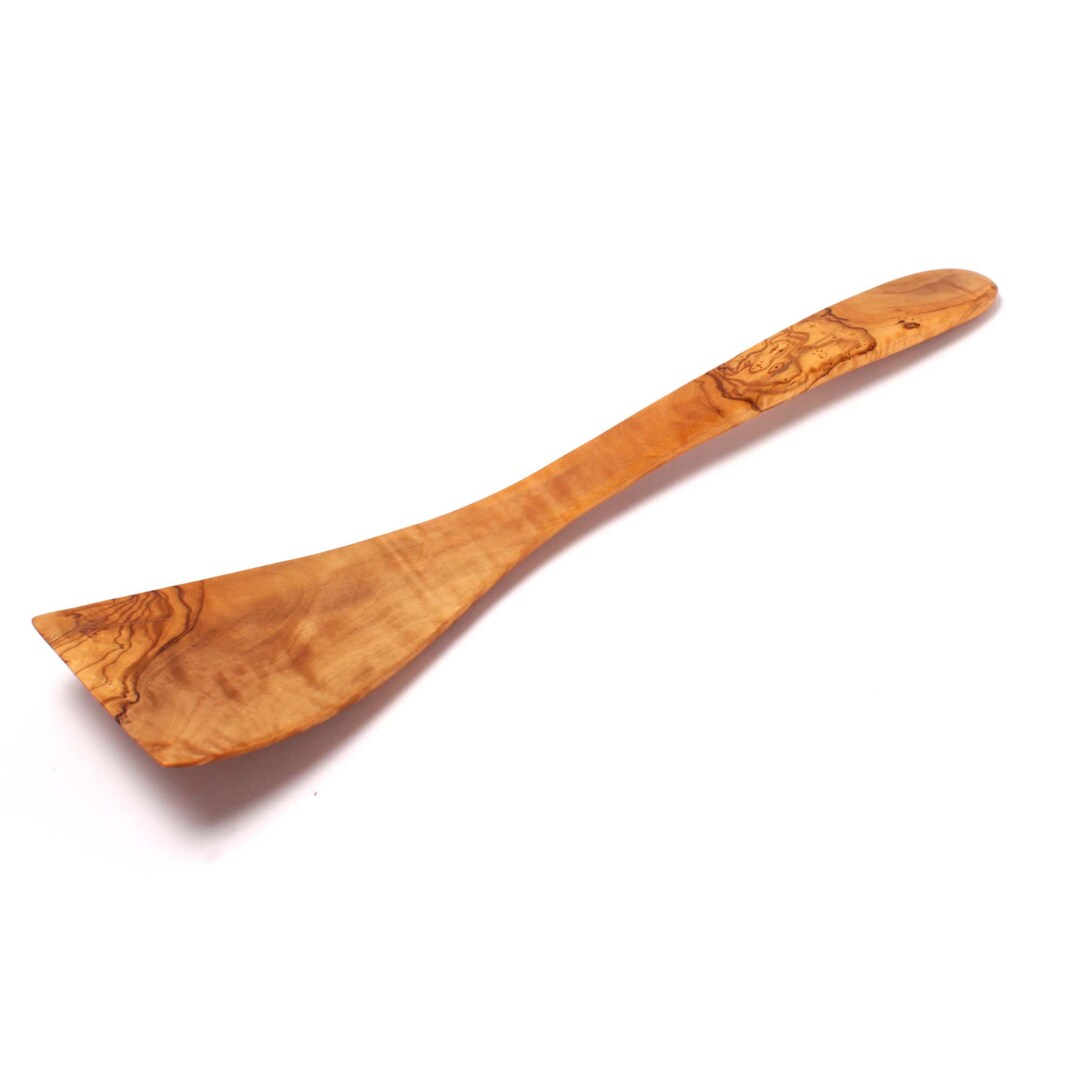 Olive Wood Spatula High Quality Large Handmade Curved Olive Wood
