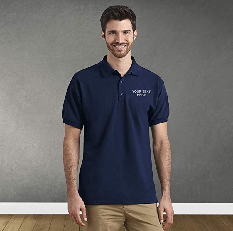 Add Your Own Text Design Custom Personalized Polo Adult Collar Shirt  LOGO  Text Embroidery Embroidered Unisex Men/'s Women/'s