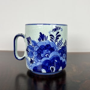 Vintage Delft Small Mug, Dutch Delftware Pottery, Windmill Design