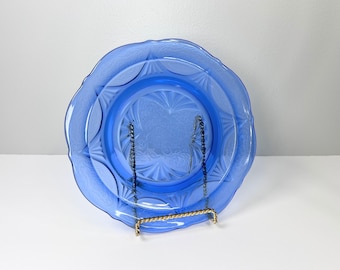 Plato de almuerzo Hazel Atlas Royal Lace azul cobalto de 21,5 cm (8 1/2")