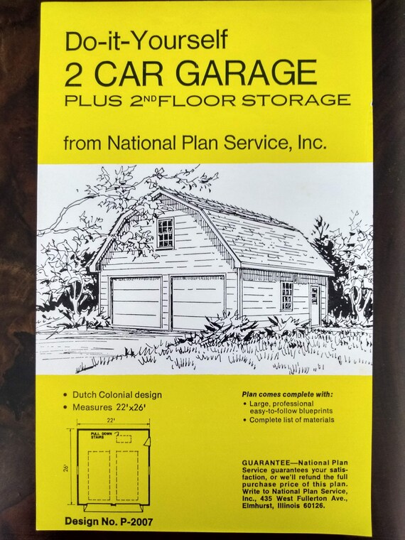 Vintage Dutch Colonial 2 Car Garage Plans From National Plan Etsy