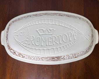 Hornillo de arcilla blanca Romertopf de 16", Vintage Bay Keramik, Alemania Occidental