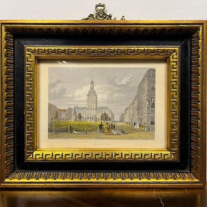 1830 William Tombleson Manheim Lithograph, Framed 1800&#39;s Hand Colored Print