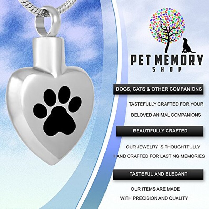 Pet Memorial Jewelry Urn Pendant Cat Heart with Paw Animal Ashes Keepsake Paw Print Pet Memorial Cremation Jewelry for Dog