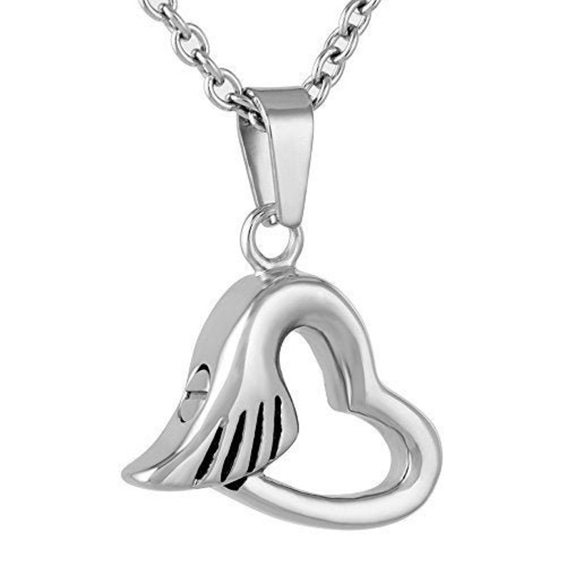 Pet Memorial Jewelry Urn Pendant Keepsake Paw Print Series Pet Memorial Cremation Jewelry for Dog or Cat Ashes Open Heart with Wing