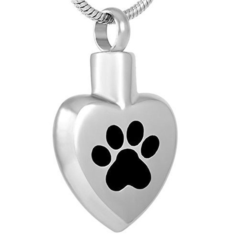 Pet Memorial Jewelry Urn Pendant Cat Heart with Paw Animal Ashes Keepsake Paw Print Pet Memorial Cremation Jewelry for Dog