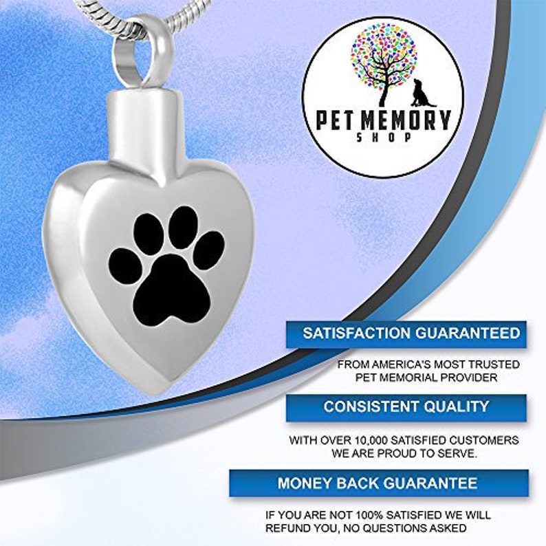 Pet Memorial Jewelry Urn Pendant Cat Heart with Paw Animal Ashes Keepsake Paw Print Pet Memorial Cremation Jewelry for Dog