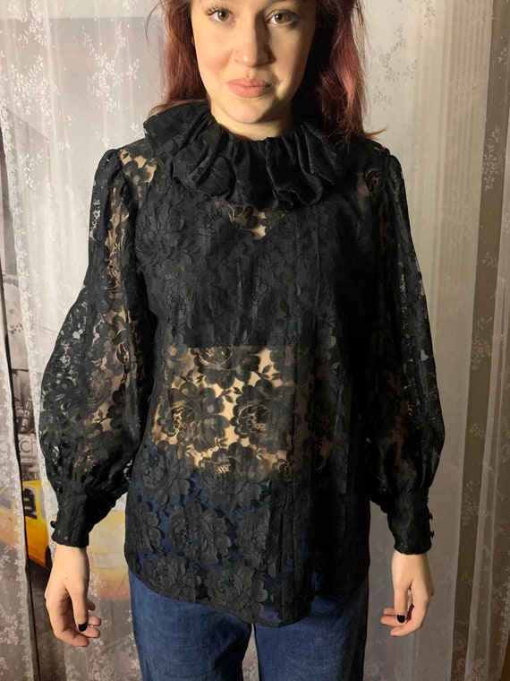 Jeanne Marc Black Rose Sheer Top