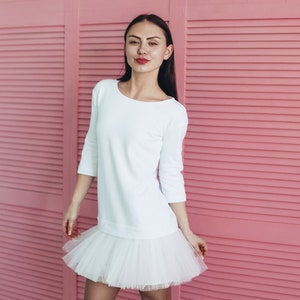 Bridesmaid White Tulle dress with removable pink skirt. Custom Order. Bachelorette tulle dress. Bridesmaid tutu dress with tulle skirt