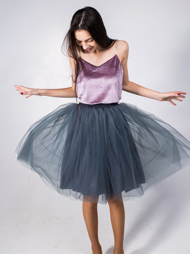 Grey knee length tutu skirt custom color size skirt tulle skirt