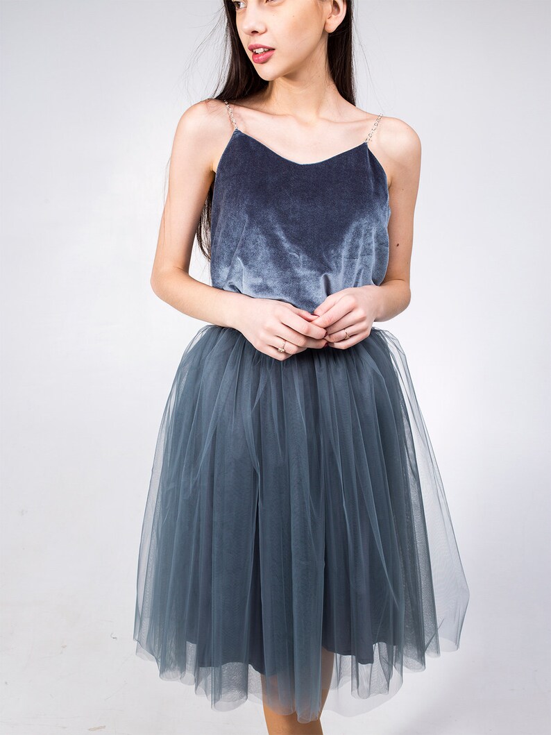 Grey knee length tutu skirt custom color size skirt tulle skirt