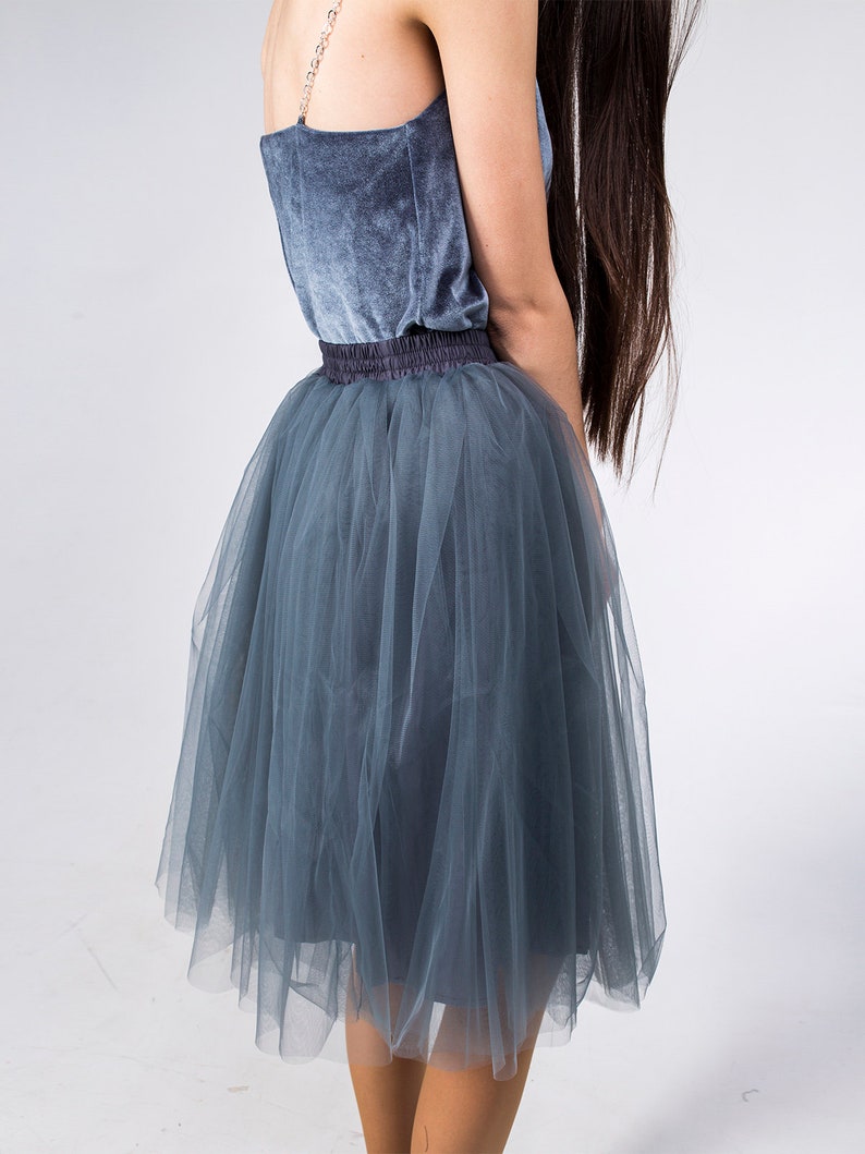 Grey knee length tutu skirt custom color size skirt tulle skirt