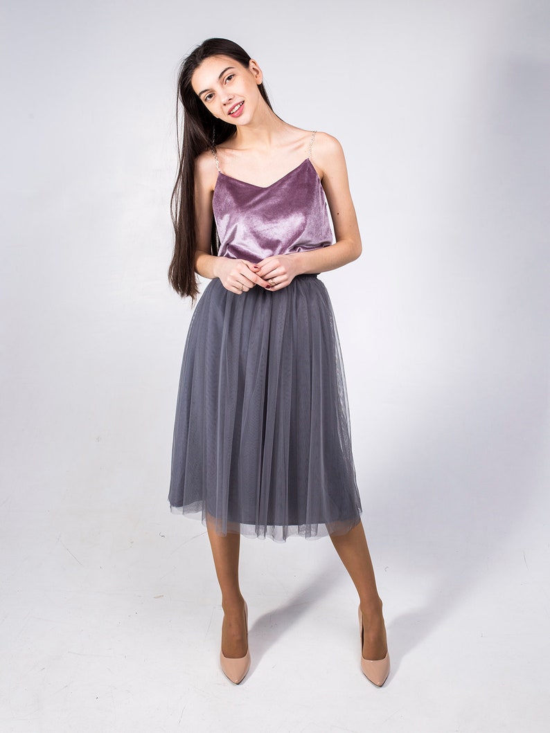 Grey knee length tutu skirt custom color size skirt tulle skirt