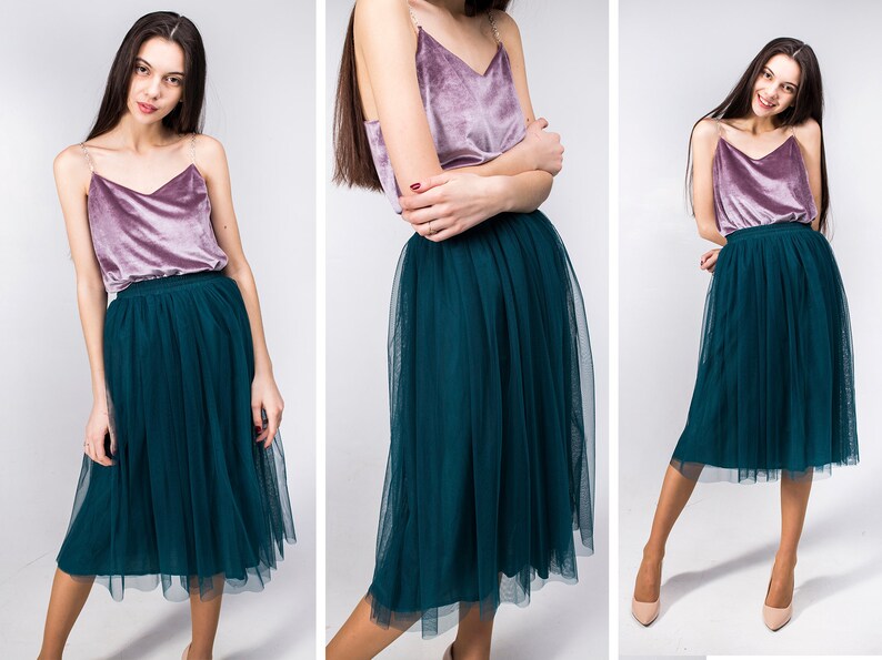 Emerald Green tulle skirt Christmas adult tutu custom size knee length flower girl skirt