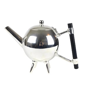 An Art Deco Vintage Christopher Dresser Style Spherical Silver Teapot