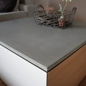 Coffee table oak white lacquer RAL 9010 concrete