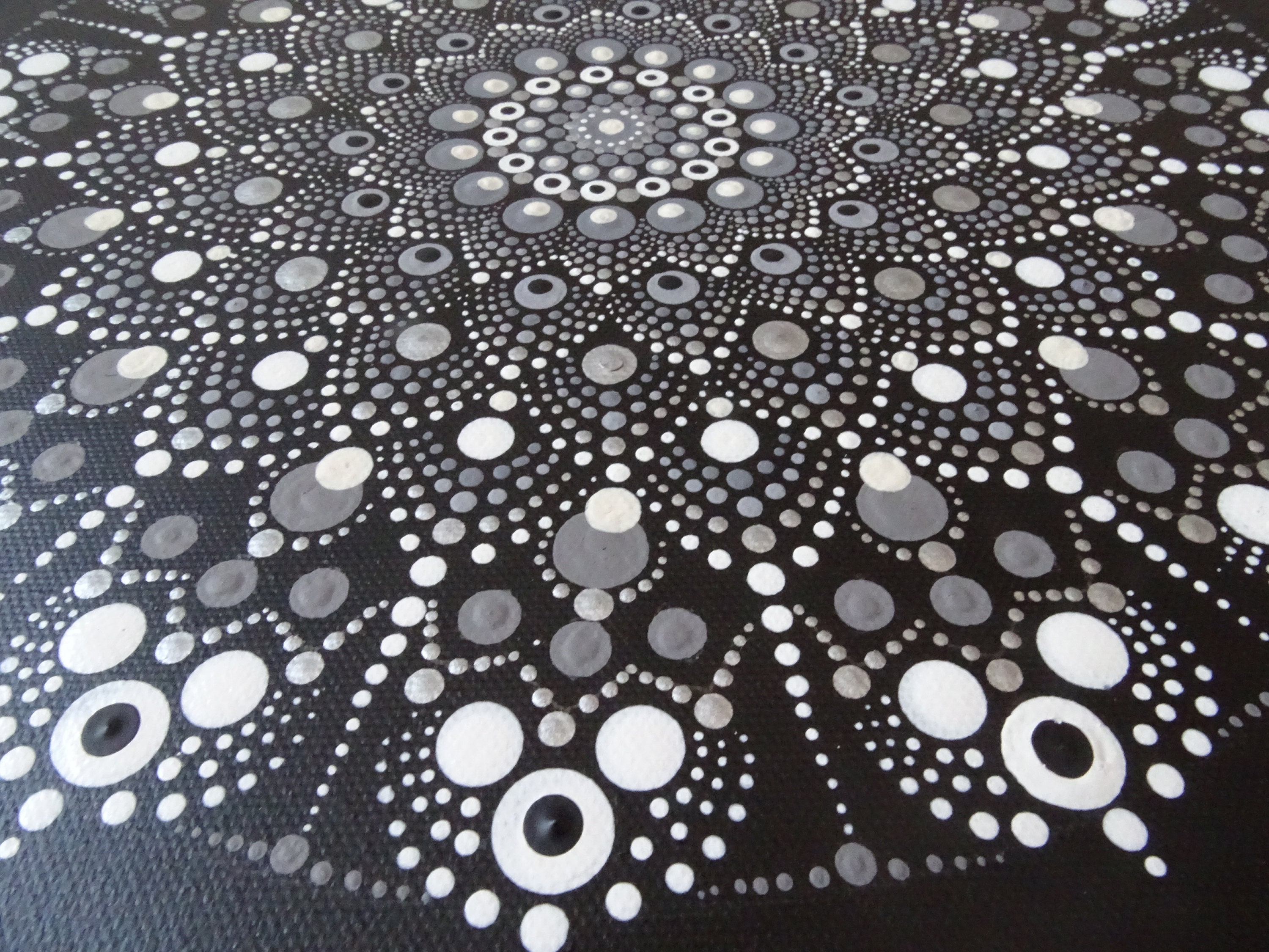 Black and White Dotted Mandala Monochrome Dot Art Mandela - Etsy