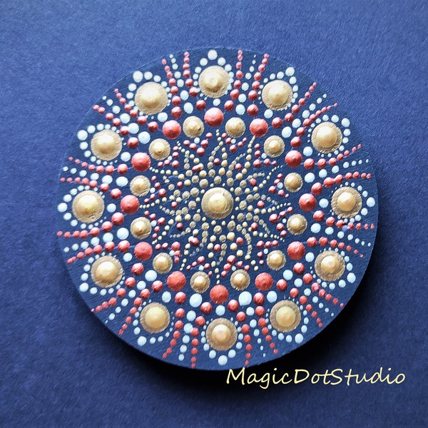 Fridge magnet "Golden flower", beautiful relaxing souvenir gift, Memo Board Magnet, Big dotted Magnet, Boho Fridge Magnet