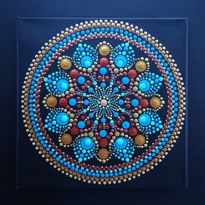 Original Dot Art Mandala Painting: Textured Meditation Decor