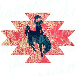 Bronc Rider in vintage red and cream, png images with transparent background, high resolution 300 dpi