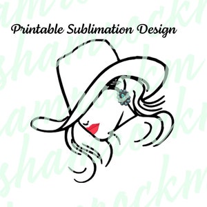 Printable Sublimation Design | Cowgirl with Turquoise Earring | Red Lipstick | png images | transparent background | high resolution 300 dpi