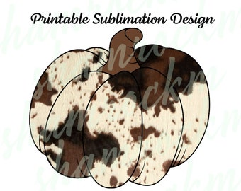 Diseño de sublimación imprimible / Calabaza de piel de vaca / Arte occidental / imágenes png / fondo transparente / alta resolución 300 dpi