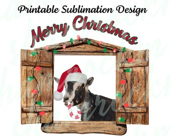 Printable Sublimation Design | Merry Christmas Goat| png images | transparent background | high resolution 300 dpi