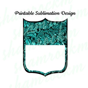 Printable Sublimation Design | Back Number | Tooled Leather | Turquoise | png images | transparent background | high resolution 300 dpi