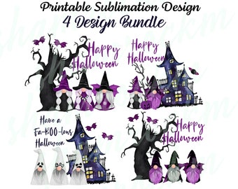 Design stampabile a sublimazione/Pacchetto di gnomi di Halloween felici/immagini png con sfondo trasparente/alta risoluzione 300 dpi