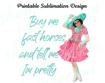 Printable Sublimation Design | Retro Cowgirl | Fast Horses | png images with transparent background | high resolution 300 dpi