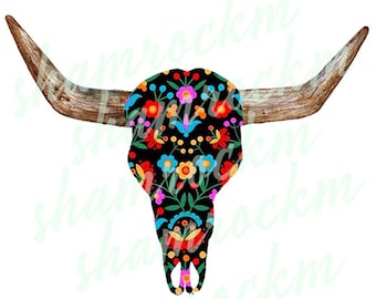 Boho print steer skull, png images with transparent background, high resolution 300 dpi