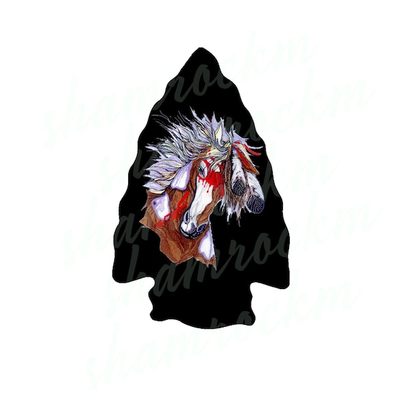 arrowhead with war pony, png images with transparent background, high resolution 300 dpi