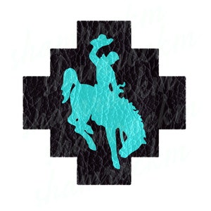 Bronc rider on leather in teal,  png images with transparent background, high resolution 300 dpi