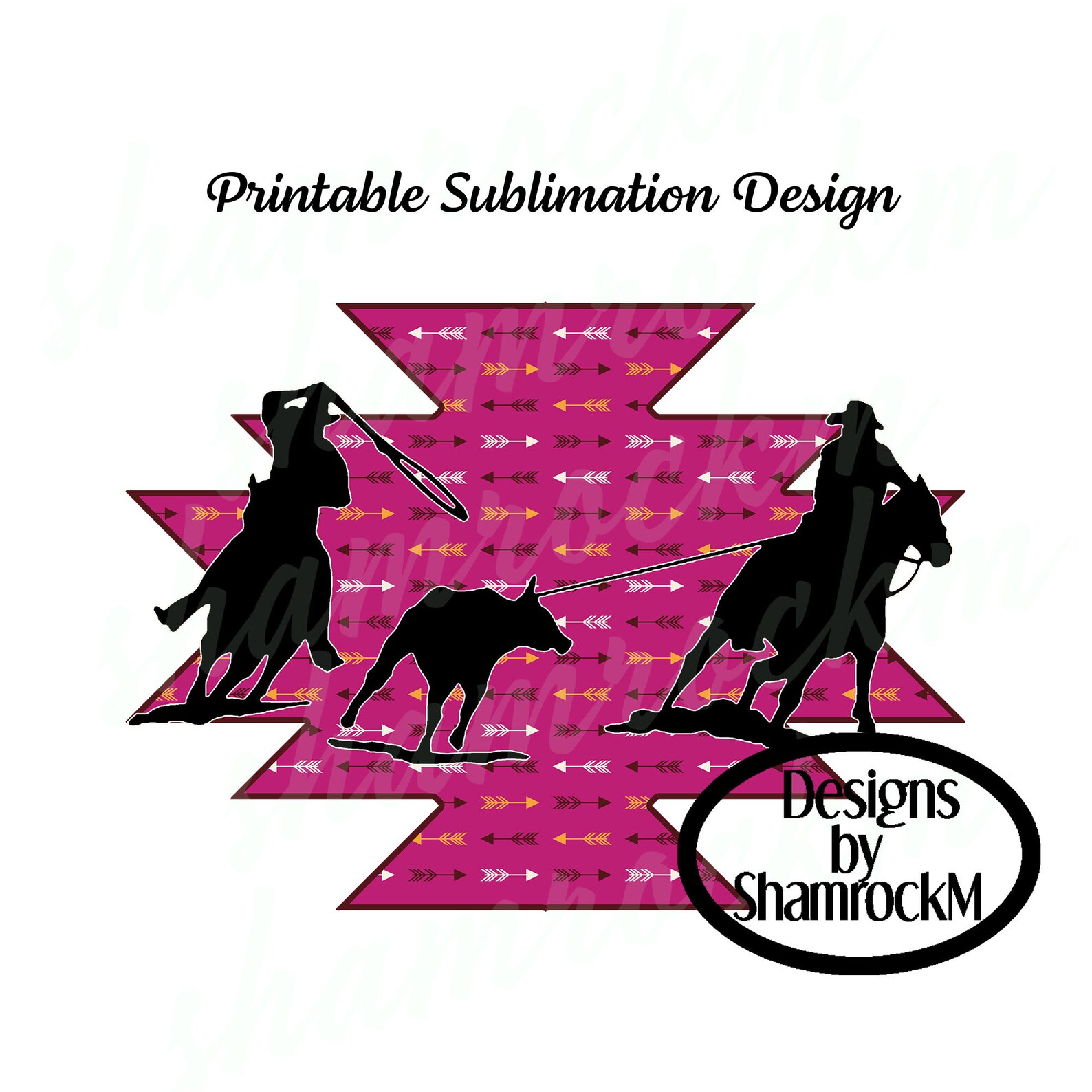 Printable Sublimation Design | Team Ropers | Aztec Background | Png ...