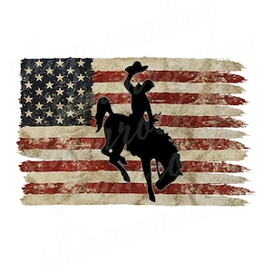 Bronc rider and American Flag, png images with transparent background, high resolution 300 dpi