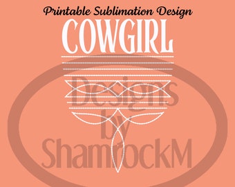 Printable Sublimation Design | Boot Stitch Cowgirl in White | png image transparent background | high resolution 300 dpi