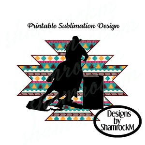 Printable Sublimation Design | Barrel Racer | Aztec Background | Png ...