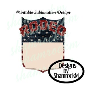 Printable Sublimation Design | Rodeo Back Number | Vintage Stars and Stripes | png image transparent background | high resolution 300 dpi