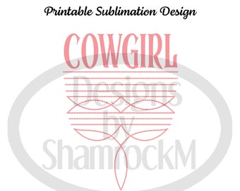 Printable Sublimation Design | Boot Stitch Cowgirl in Peachy Pink | png image transparent background | high resolution 300 dpi